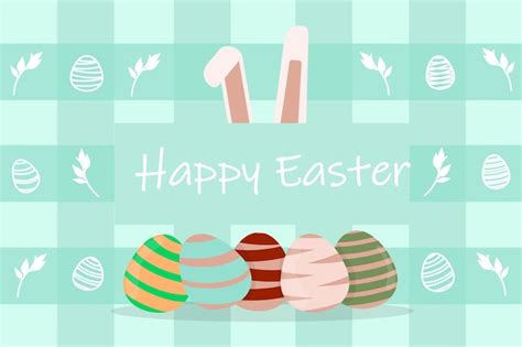 Premium Vector A Happy Easter Poster Illustration With Eggs And Bunny Ears