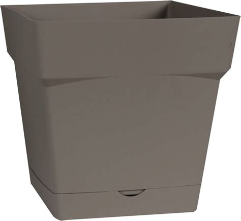 EDA Plastiques Pot Toscane carré avec Soucoupe clipsée 13641 BR T SX6