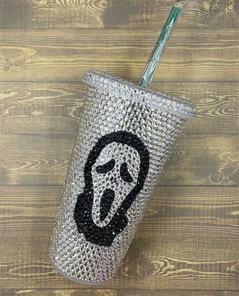 Bling Starbucks Scream Reusable Cup Rhinestone Ghostface Tumbler In