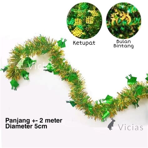 Jual DF13 Slinger Tinsel Dekorasi Idul Fitri Motif Ketupat Bulan