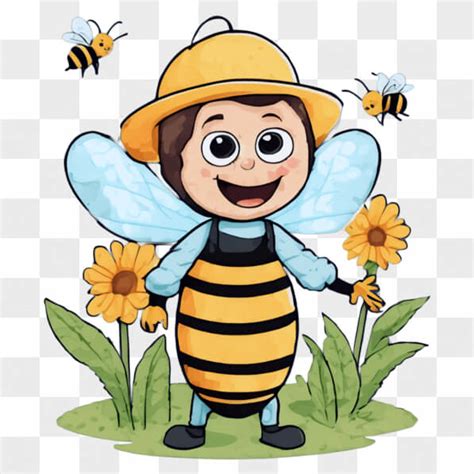 Descarga Abeja Joven Fomentando La Conciencia Sobre La Naturaleza Cartoons En Línea Creative