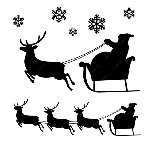 Premium Vector | Santa Claus and Reindeer Silhouette Vector