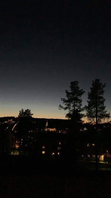 The Night Sky Is Lit Up With Buildings And Trees