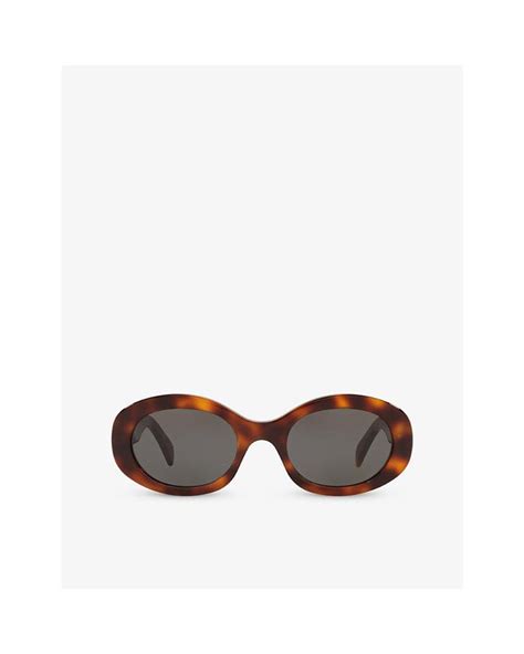 Celine Cl Cl U Tortoiseshell Pattern Oval Frame Acetate