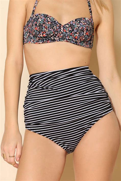 Out From Under Mix Match Ruched High Waist Bikini Bottom High