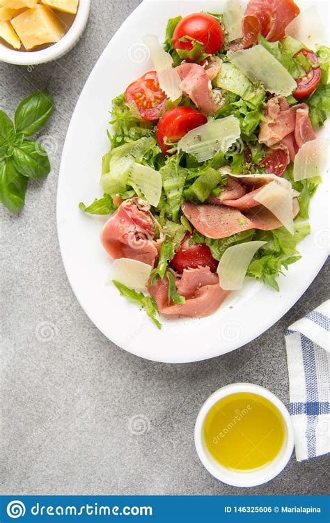 Salad With Jamon Parma Ham Serrano Prosciutto Parmesan Cheese