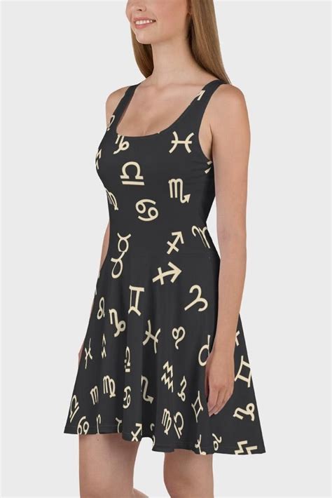 Zodiac Skater Dress Seemyleggings Sleeveless Skater Dress Flared Skirt