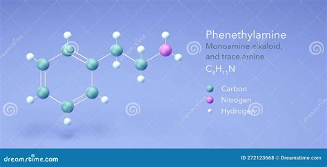 Phenethylamine Molecule, Molecular Structure, Trace Amine, Ball And Stick 3d Model, Structural ...