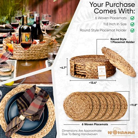 Woven Placemats Rattan And Wicker Style Placemats With Round Etsy