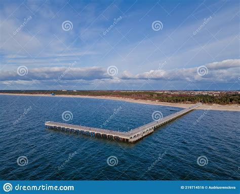 Aerial View Of Palanga Bridge To The Sea View From The Sea Side Stock