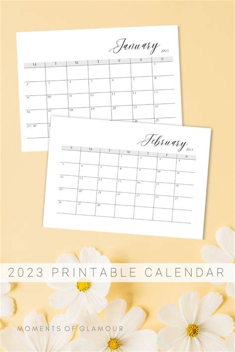 Printable Monthly Calendar Elegant Aesthetics Monthly Planner