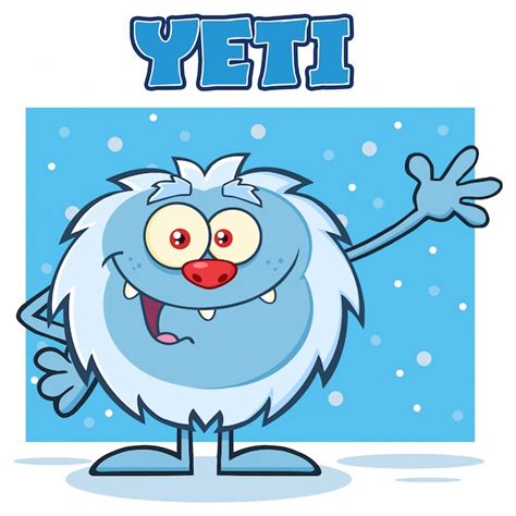 Yeti Cartoon Maskottchen Charakter Das F R Den Gru Wellenartig Bewegt