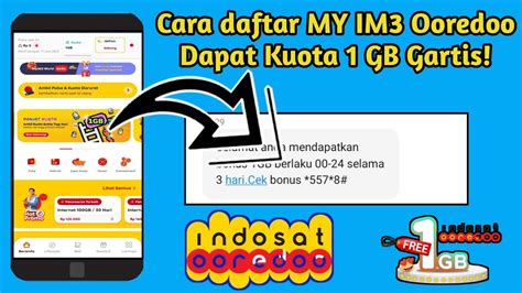 Cara Daftar Aplikasi My IM3 Ooredoo Gratis Kuota 1GB YouTube