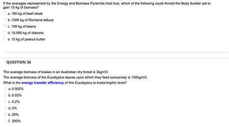 Solved If The Averages Represented By The Energy And Biomass Chegg