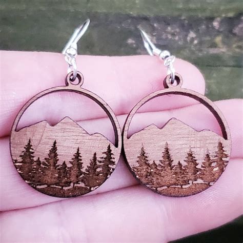 Mountain Earring Svg Mountain Earring Laser Cut File Glowforge Earring