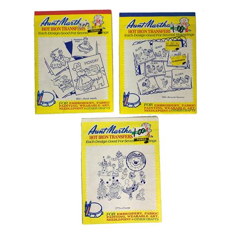 Aunt Martha Hot Iron Transfers Embroidery Cottage Core Lot 3 Patterns Vintage