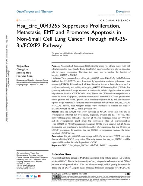 Pdf Hsa Circ Suppresses Proliferation Metastasis Emt And