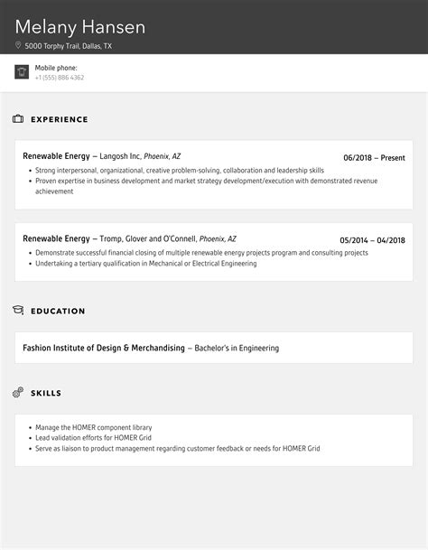 Renewable Energy Resume Samples Velvet Jobs