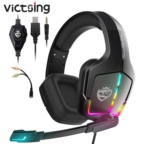 VICTSING Soulbytes S12 Wired Headset With RGB Lights Gaming Computer