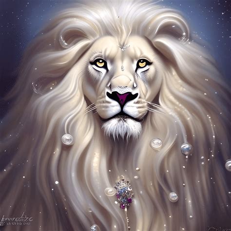 Stunning White Lion With Curly Mane · Creative Fabrica