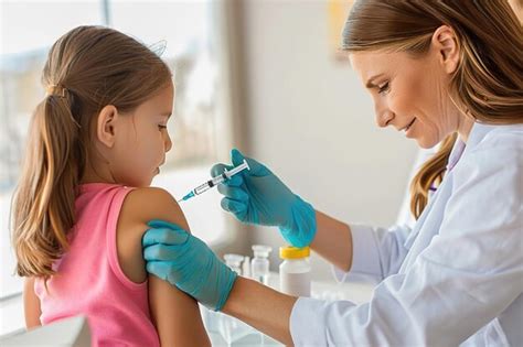 Enfermera administrando la vacuna a un niño que se siente cómodo en una