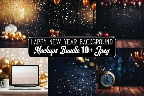 Happy New Year Backgrounds Mockup Bundle Graphic By Fly Mockup Store