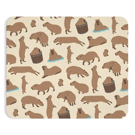 Capybara Pattern Mouse Pad Etsy