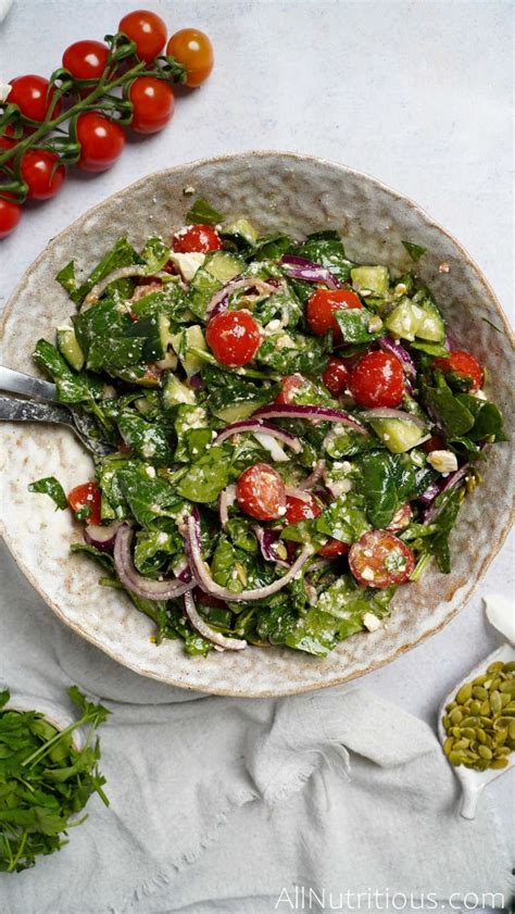 Spinach Tomato Salad With Feta Cheese All Nutritious