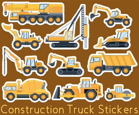 Construction Truck Stickers Waterproof No Mess Peel Restick High