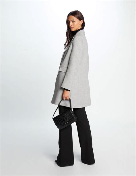 Manteau Long Boutonn Gris Clair Femme Morgan