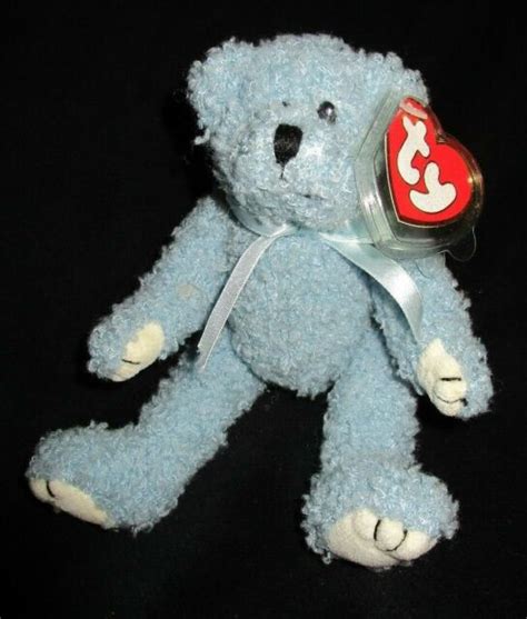 Bluebeary 8in Ty Beanies Attic Treasure Blue Plush Teddy Bear 3up Boy