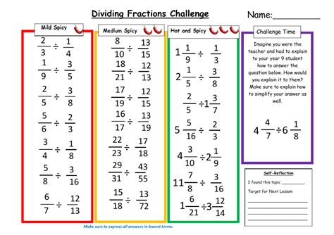 Dividing Fractions Differentiated Worksheet By MsMMaths Teaching