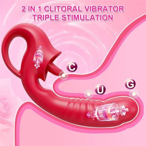 Tongue Licking Vibrator With G Spot Dildo In DikToy