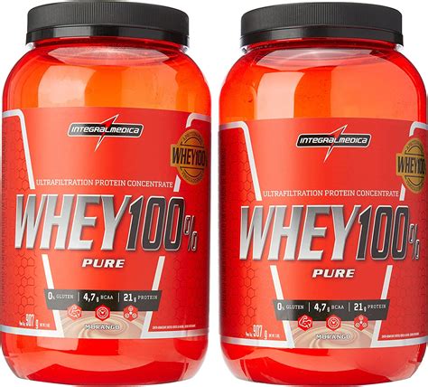 Kit 2x Whey 100 Pure 907g Morango E Morango Integralmedica Br