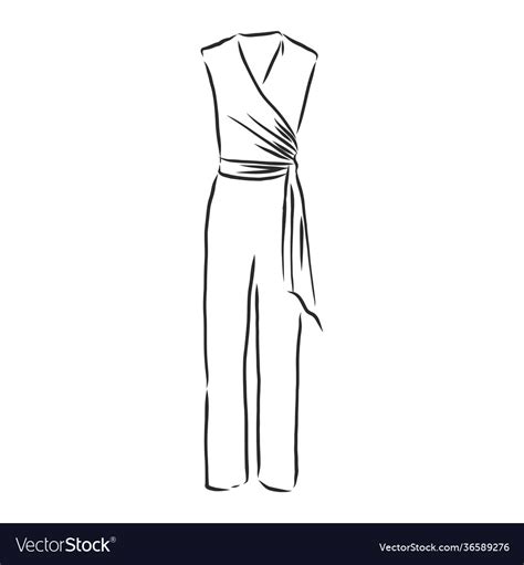 Jumpsuit Sketch Clothes Royalty Free Vector Image