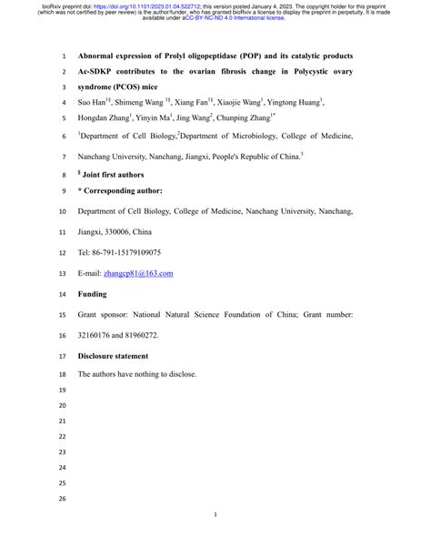 Pdf Abnormal Expression Of Prolyl Oligopeptidase Pop And Its