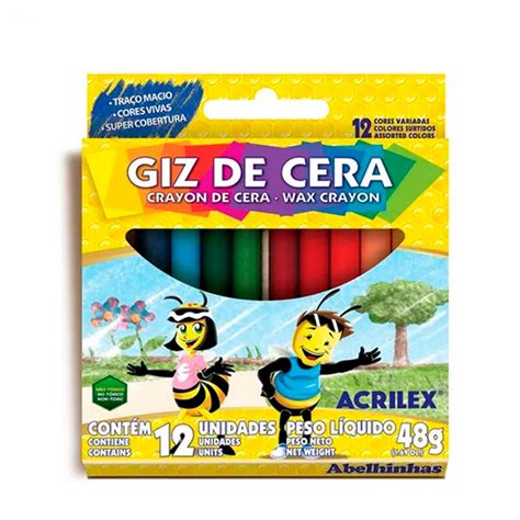 Giz De Cera Fino Cores Acrilex Paper Bi Papelaria Que Encanta