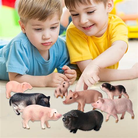 4/6Pcs Pig Figurine Simulation Livestock Wild Boar Model Miniature PVC