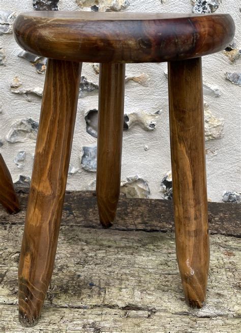 Paire Anciens Tabourets En Bois A Pieds Dans Esprit Design Charlotte