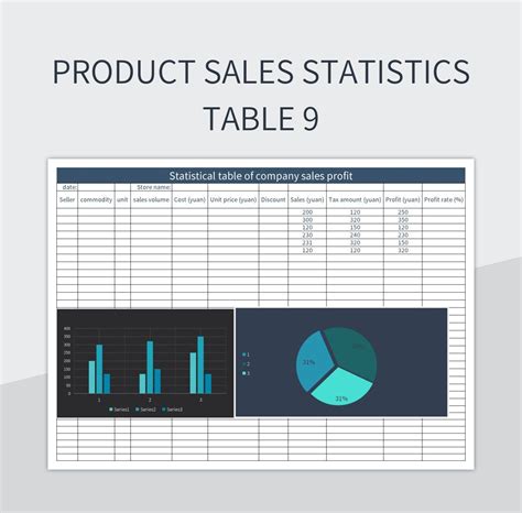 Free Product Sales Year Statistical Table Excel Sales Table Templates