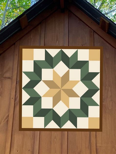 Gold Green Carpenter Star Barn Quilt Metal Etsy Canada Barn Quilt