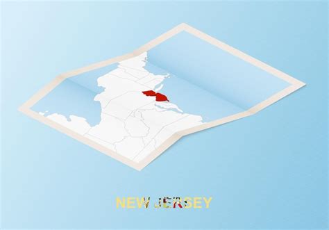 Mapa De Papel Dobrado De Nova Jersey Os Pa Ses Vizinhos Em Estilo