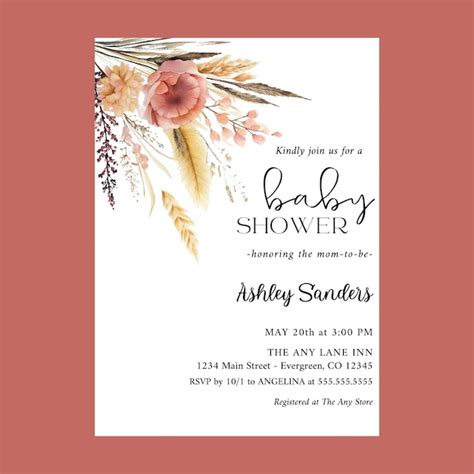 Premium Vector Floral Boho Baby Shower Invitation