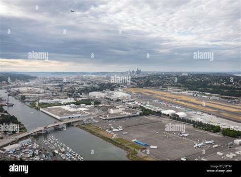 Aerial View Of King County International Airport And Boeing Field Factory Seattle Washington