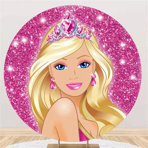 Customize Barbie Photo Backdrop Cover Girls Round Backdrop Birthday Pa – dreamybackdrop