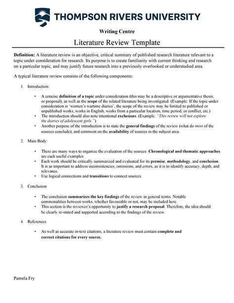 50 Smart Literature Review Templates Apa Templatelab