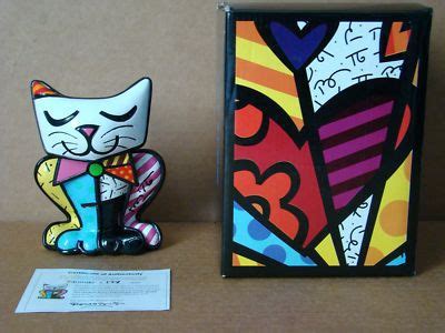 Romero Britto Cat Sculpture (signed) & Mickey Figurine | #168552363