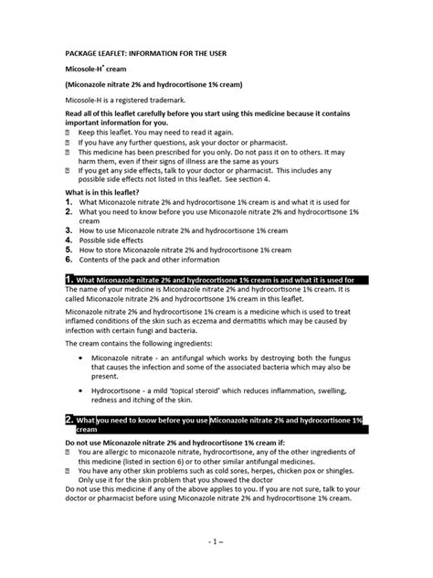 Miconazole Nitrate and Hydrocortisone Package Insert | PDF | Dermatitis ...