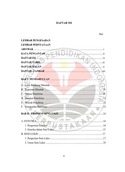 DAFTAR ISI LEMBAR PENGESAHAN LEMBAR PERNYATAAN ABSTRAK I KATA