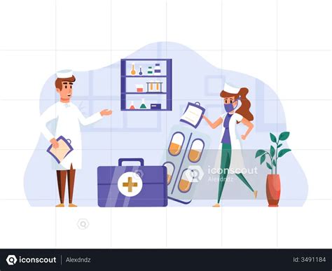 doctor giving medicine prescription illustration